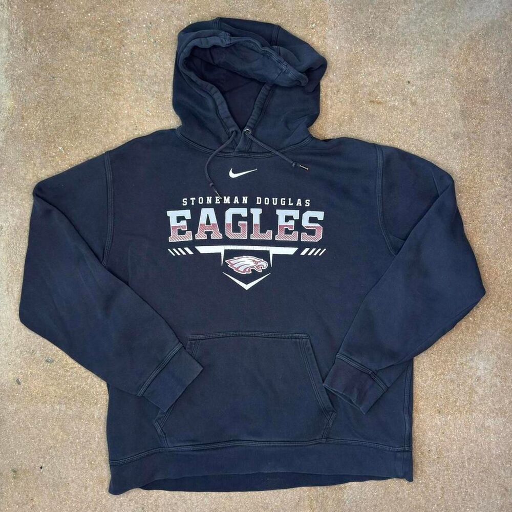 Nike Hoodie‎ Mens Large Navy Pullover Eagles Graphic Sweatshirt Center Swoosh